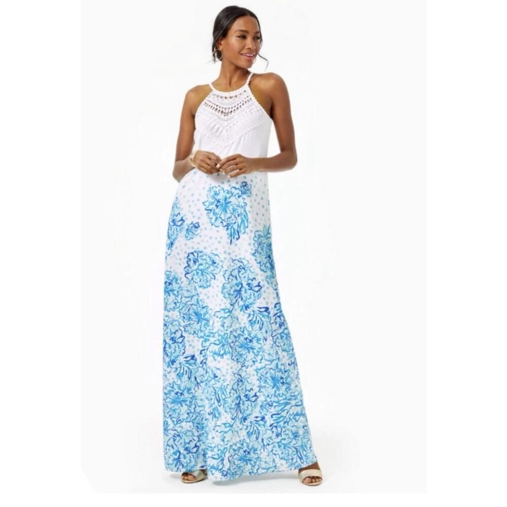 Lilly Pulitzer Pearl Soft Maxi Dress Karma Camellia Size 0 Style 004719